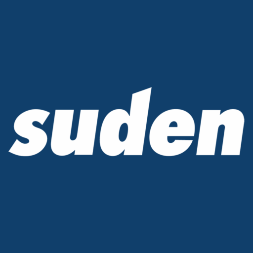 Suden Logo in Weiß auf blauem Hintergrund